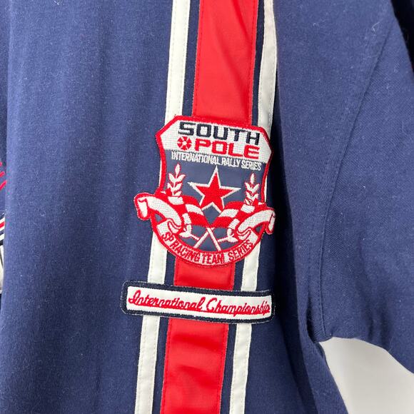South Pole Navy Blue Authentic Racing Collection T-shirt W Patches Men's Medium - Picture 9 of 9